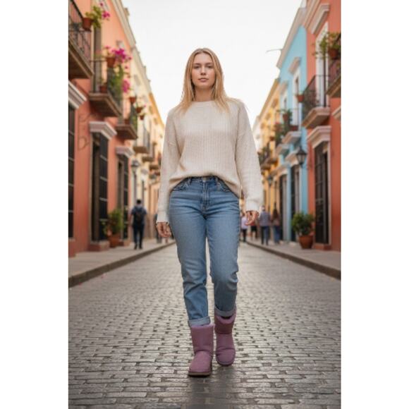 UGG Women’s Size 5 Mini Bailey Bow II Elderberry Comfort Boots Sheep Skin - Picture 14 of 14